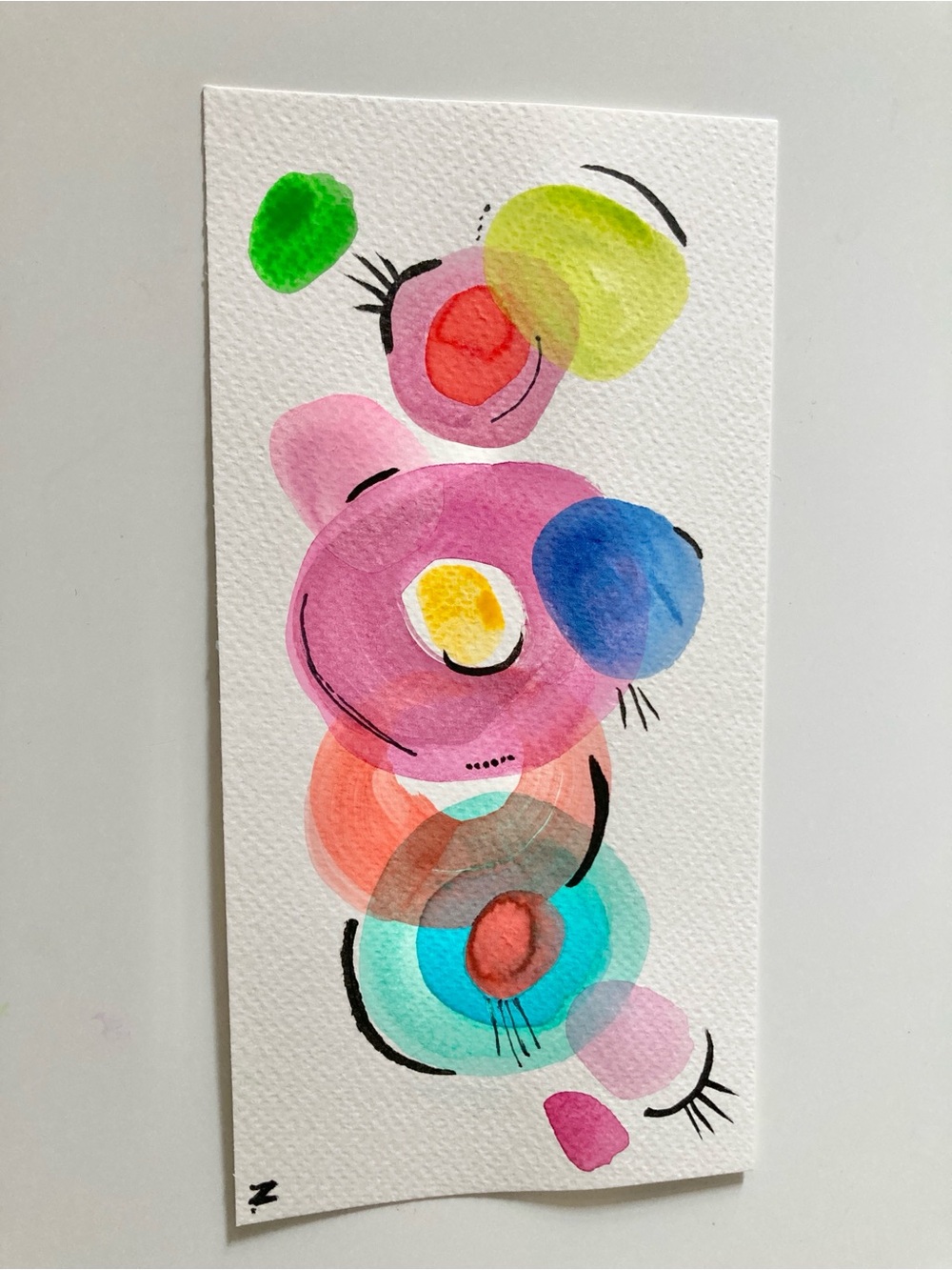 Abstract Watercolor Circles Home Art Print in Multicolor